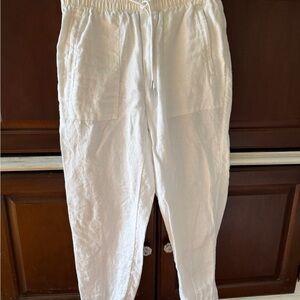 Athleta White Drawstring Track Pants